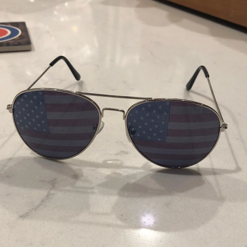 Aviator Sunglasses with American Flag Lenses